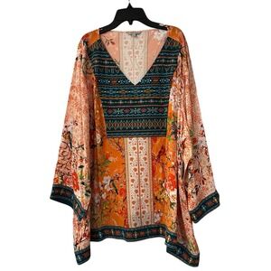 John Mark Popover Tunic Women's 3X Multi Embroidered Boho Southwestern  Hippie